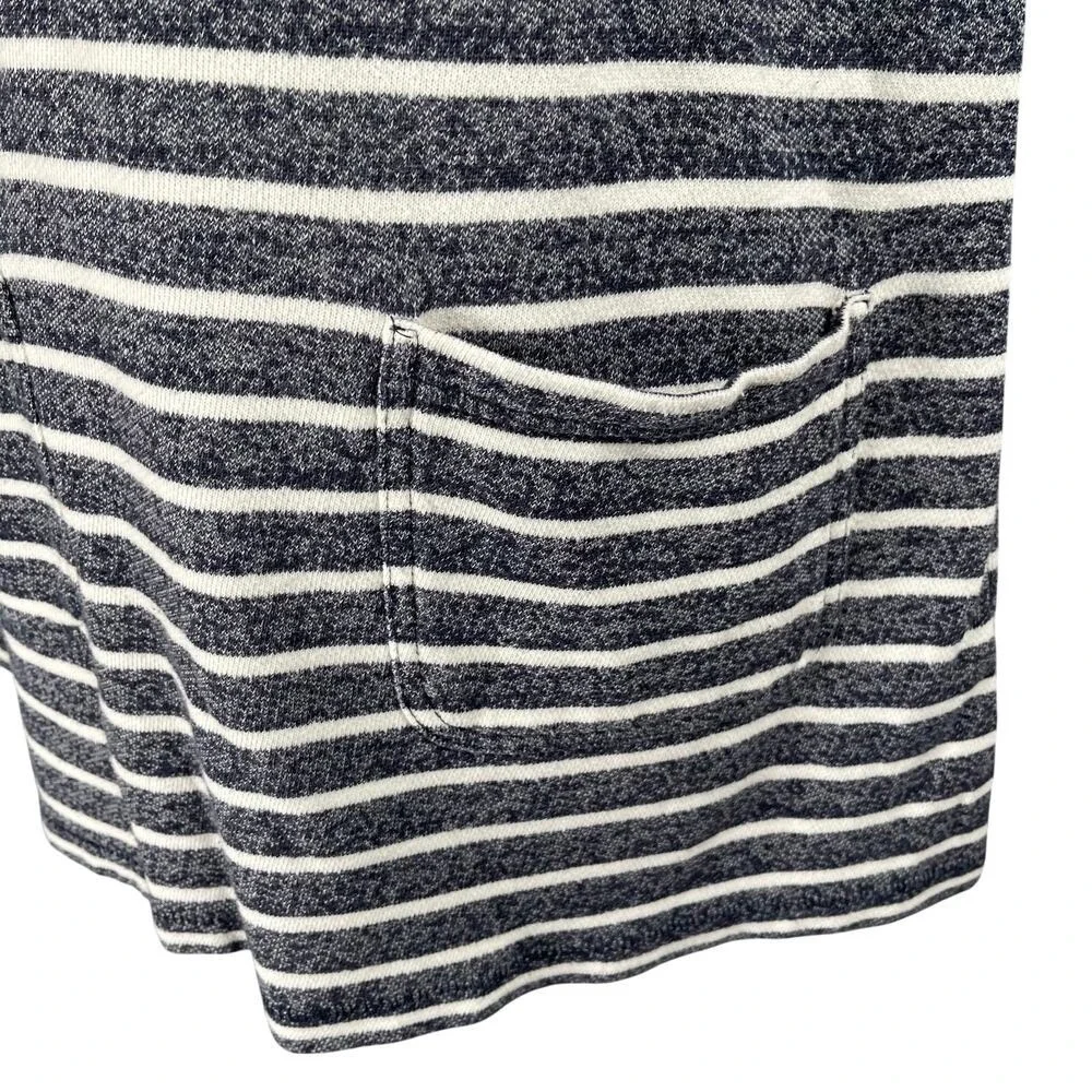 French Connection Tunic Dress 2 Navy Stripe Terry Patch Pockets Mini Vacation